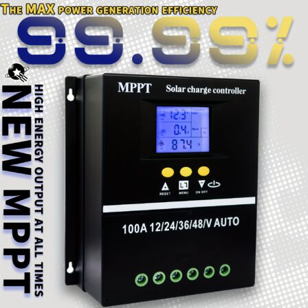 POWLSOJX Controlador de Carga Solar MPPT 60A con Pantalla LCD y Seguimiento Automático