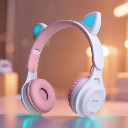 Nuevos auriculares inalámbricos de diadema con orejas de gato LED RGB