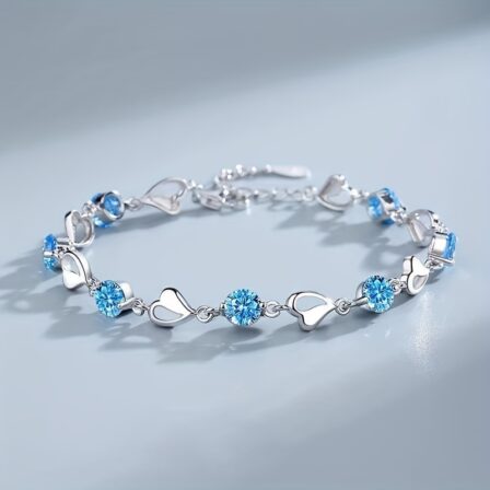 Bracelete Ajustable de Corazón para Mujeres, Joyería Elegante y Lujosa Brillante