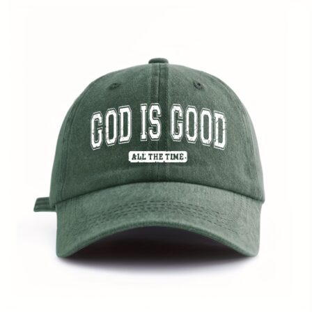 Gorra de béisbol lavada para mujer con la frase 'GOD IS GOOD All The Time',
