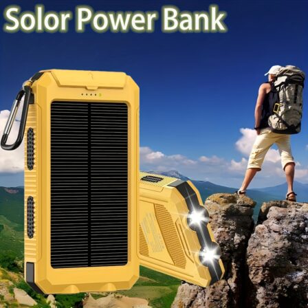 Batería Portátil Solar de 10000mAh con Linterna LED y Brújula