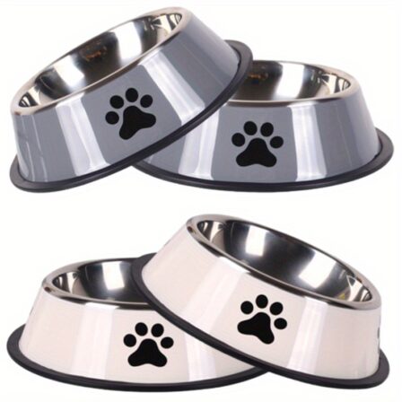 Juego de 2 Tazones para Mascotas de Acero Inoxidable con Base Antideslizante